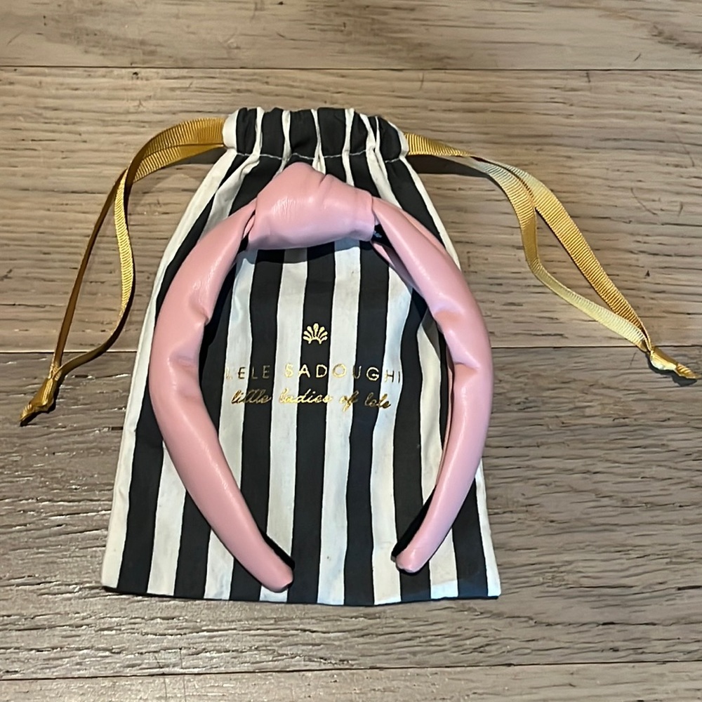 Lele Sadoughi Kids Faux Leather Knotted headband Pink